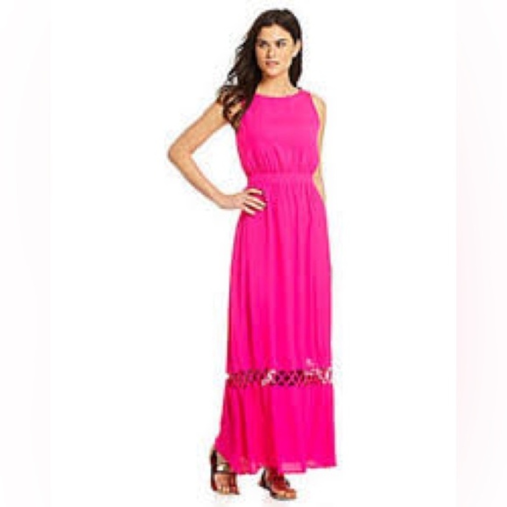 Gianni Bini Hot Pink Cynthis Lattice Maxi Dress